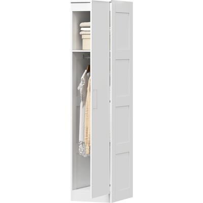 HOMCOM Armoire à vêtements Placard multifonction avec tringle à vêtements, étagère, porte à fermeture soft-close 40 x 52 x 180 cm Blanc - Publicité HOMCOM Armoire à vêtements Placard multifonction avec tringle à vêtements, étagère, porte à fermeture soft-close 40 x 52 x 180 cm Blanc - Publicité