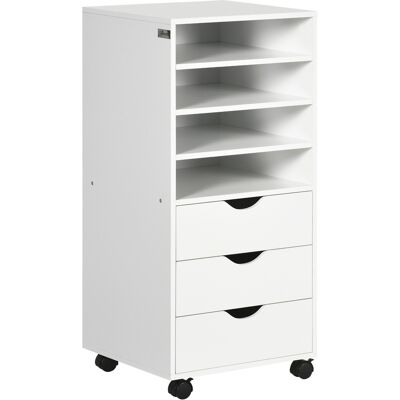 Vinsetto Armoire à Documents de Bureau Blanc avec 4 Roues & 3 Tiroirs - Classeur - Publicité Vinsetto Armoire à Documents de Bureau Blanc avec 4 Roues & 3 Tiroirs - Classeur - Publicité
