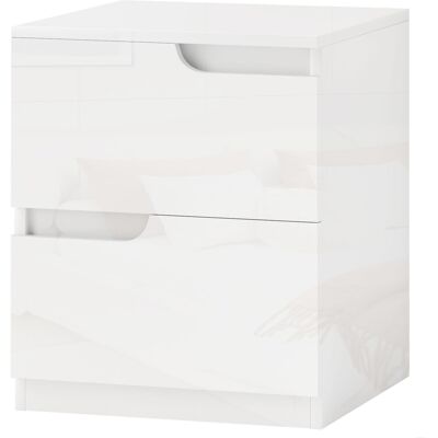HOMCOM - Chevet Moderne Bois 2 Tiroirs Vernis - Blanc - 40x40x48 cm - Table de Nuit - Publicité HOMCOM - Chevet Moderne Bois 2 Tiroirs Vernis - Blanc - 40x40x48 cm - Table de Nuit - Publicité