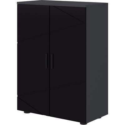 Armoire de salle de bain Kleankin - 60x30x82cm - Noir - Bois massif - Publicité Armoire de salle de bain Kleankin - 60x30x82cm - Noir - Bois massif - Publicité
