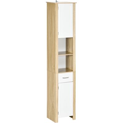 Armoire de salle de bain haute Kleankin - Gain de place, avec étagères réglables - Publicité Armoire de salle de bain haute Kleankin - Gain de place, avec étagères réglables - Publicité