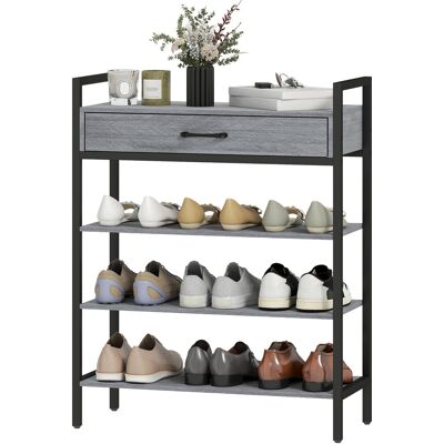 HOMCOM Étagère à chaussures de 4 niveaux, Étagère de hall pour jusqu'à 9 paires de chaussures, Panneau de particules, Métal, Gris - Publicité HOMCOM Étagère à chaussures de 4 niveaux, Étagère de hall pour jusqu'à 9 paires de chaussures, Panneau de particules, Métal, Gris - Publicité
