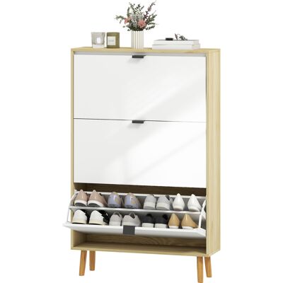HOMCOM Meuble à Chaussures Moderne Slim avec 3 Tiroirs Basculants pour 24 Paires de Chaussures, 80x24x127 cm, Blanc - Publicité HOMCOM Meuble à Chaussures Moderne Slim avec 3 Tiroirs Basculants pour 24 Paires de Chaussures, 80x24x127 cm, Blanc - Publicité