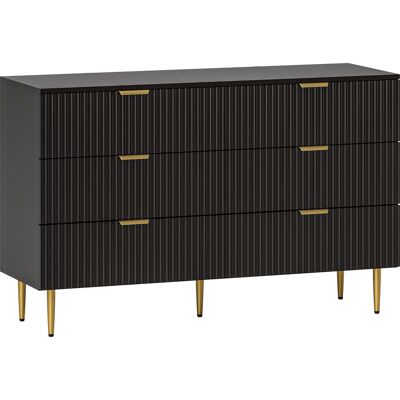 HOMCOM Commode 6 tiroirs commode chambre meuble de rangement moderne avec poignées et pieds dorés, 120 x 40 x 76,5 cm, noir - Publicité HOMCOM Commode 6 tiroirs commode chambre meuble de rangement moderne avec poignées et pieds dorés, 120 x 40 x 76,5 cm, noir - Publicité