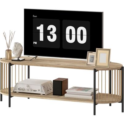 HOMCOM Meuble TV Style Bohème jusqu'à 55 Pouces avec Design en Corde de Papier et 2 Étagères Ouvertes 124x43,5x41 cm Naturel - Publicité HOMCOM Meuble TV Style Bohème jusqu'à 55 Pouces avec Design en Corde de Papier et 2 Étagères Ouvertes 124x43,5x41 cm Naturel - Publicité