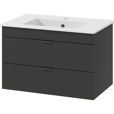 HOMCOM Meuble sous-lavabo avec lavabo en céramique et tiroirs à fermeture en douceur noir - Publicité HOMCOM Meuble sous-lavabo avec lavabo en céramique et tiroirs à fermeture en douceur noir - Publicité
