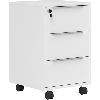 HOMCOM Caisson de bureau à roulettes avec 3 tiroirs et serrure pour dossiers 40 x 40 x 63,5 cm blanc - Publicité HOMCOM Caisson de bureau à roulettes avec 3 tiroirs et serrure pour dossiers 40 x 40 x 63,5 cm blanc - Publicité