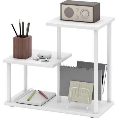 HOMCOM Étagère Bibliothèque de 3 Niveaux Effet Bois avec Cadre en Métal pour Bureau Cuisine 40x20x34,5 cm Blanc - Publicité HOMCOM Étagère Bibliothèque de 3 Niveaux Effet Bois avec Cadre en Métal pour Bureau Cuisine 40x20x34,5 cm Blanc - Publicité