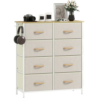 HOMCOM Commode 8 tiroirs en tissu, meuble de rangement avec 4 poches, 2 crochets, structure en acier, 86 x 30 x 94,5 cm, beige - Publicité HOMCOM Commode 8 tiroirs en tissu, meuble de rangement avec 4 poches, 2 crochets, structure en acier, 86 x 30 x 94,5 cm, beige - Publicité