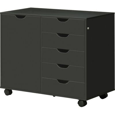 HOMCOM Caisson de bureau avec 5 tiroirs 1 porte étagère réglable, support imprimante sur roulettes, 78x40x66,5 cm, noir - Publicité HOMCOM Caisson de bureau avec 5 tiroirs 1 porte étagère réglable, support imprimante sur roulettes, 78x40x66,5 cm, noir - Publicité