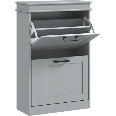 HOMCOM Meuble à chaussures, 2 portes abattants, étagères réglables, pour entrée, couloir, 54 x 24 x 82,5 cm, gris - Publicité HOMCOM Meuble à chaussures, 2 portes abattants, étagères réglables, pour entrée, couloir, 54 x 24 x 82,5 cm, gris - Publicité