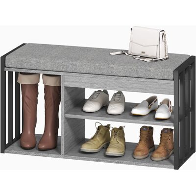 HOMCOM Étagère à Chaussures avec Banc, Étagère à Chaussures pour Couloir, Meuble à Chaussures avec Design à 3 Niveaux, pour Entrée, Salon, Chambre, Gris - Publicité HOMCOM Étagère à Chaussures avec Banc, Étagère à Chaussures pour Couloir, Meuble à Chaussures avec Design à 3 Niveaux, pour Entrée, Salon, Chambre, Gris - Publicité