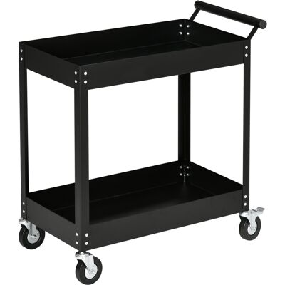 DURHAND Chariot desserte d'atelier 2 plateaux sur roulettes avec poignée charge max. 150 kg 84,5 x 38 x 84 cm acier noir - Publicité DURHAND Chariot desserte d'atelier 2 plateaux sur roulettes avec poignée charge max. 150 kg 84,5 x 38 x 84 cm acier noir - Publicité