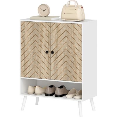 HOMCOM Meuble à Chaussures d'Entrée avec Etagères Ajustables Compartiment Ouvert pour 15 Paires de Chaussures Blanc et Naturel - Publicité HOMCOM Meuble à Chaussures d'Entrée avec Etagères Ajustables Compartiment Ouvert pour 15 Paires de Chaussures Blanc et Naturel - Publicité