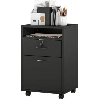 HOMCOM Meuble de Bureau en Bois avec Étagère Ouverte, Tiroir avec Serrure et Armoire, 40x35x60 cm, Noir - Publicité HOMCOM Meuble de Bureau en Bois avec Étagère Ouverte, Tiroir avec Serrure et Armoire, 40x35x60 cm, Noir - Publicité