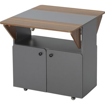 HOMCOM Buffet Mobile Pliant, deux côtés de table pliables, compartiment du coffret, 4 roulettes, Gris clair + Marron foncé, 70 x 83 x 75 cm - Publicité HOMCOM Buffet Mobile Pliant, deux côtés de table pliables, compartiment du coffret, 4 roulettes, Gris clair + Marron foncé, 70 x 83 x 75 cm - Publicité