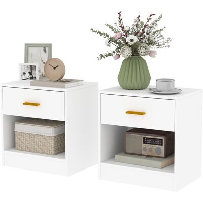 HOMCOM Lot de 2 tables de chevet, table de nuit avec 2 tiroirs et étagères ouvertes, style moderne, 39 x 28 x 41 cm, blanc - Publicité HOMCOM Lot de 2 tables de chevet, table de nuit avec 2 tiroirs et étagères ouvertes, style moderne, 39 x 28 x 41 cm, blanc - Publicité