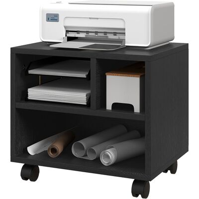 HOMCOM Support d'imprimante meuble de rangement bureau caisson 3 compartiments ouverts 40 x 30 x 36 cm noir - Publicité HOMCOM Support d'imprimante meuble de rangement bureau caisson 3 compartiments ouverts 40 x 30 x 36 cm noir - Publicité