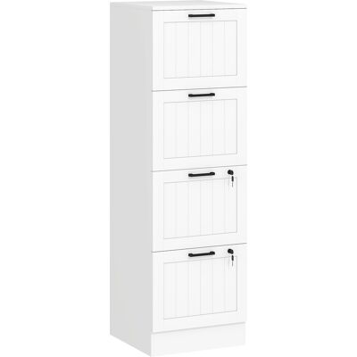 HOMCOM Caisson bureau, meuble rangement bois 4 tiroirs et serrure, barres de suspension réglables, 40 x 40 x 131 cm, blanc - Publicité HOMCOM Caisson bureau, meuble rangement bois 4 tiroirs et serrure, barres de suspension réglables, 40 x 40 x 131 cm, blanc - Publicité