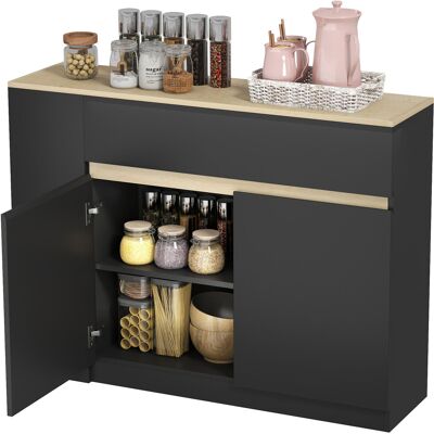 HOMCOM Buffet meuble de rangement avec 2 tiroirs 3 étagères ouvertes et placard 2 portes 110 x 29,5 x 82 cm noir - Publicité HOMCOM Buffet meuble de rangement avec 2 tiroirs 3 étagères ouvertes et placard 2 portes 110 x 29,5 x 82 cm noir - Publicité