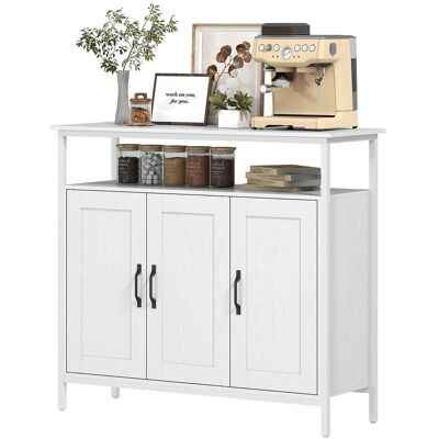 HOMCOM Buffet pour Salon Industriel avec 3 Portes Compartiment Ouvert Étagères Réglables pour Salle à Manger 100x35x88 cm Blanc - Publicité HOMCOM Buffet pour Salon Industriel avec 3 Portes Compartiment Ouvert Étagères Réglables pour Salle à Manger 100x35x88 cm Blanc - Publicité