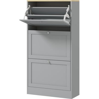HOMCOM Meuble à chaussures 18 paires, armoire à chaussures avec 3 tiroirs rabattables, étagères réglables, 60x23,5x115cm, gris - Publicité HOMCOM Meuble à chaussures 18 paires, armoire à chaussures avec 3 tiroirs rabattables, étagères réglables, 60x23,5x115cm, gris - Publicité