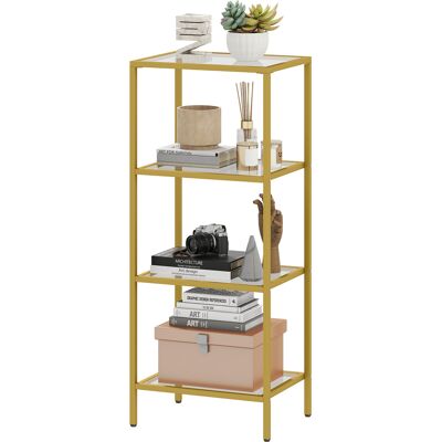 HOMCOM Etagère à 4 Niveaux Minimaliste en Métal et Verre Trempé, 40x30x96,5 cm, couleur Or - Publicité HOMCOM Etagère à 4 Niveaux Minimaliste en Métal et Verre Trempé, 40x30x96,5 cm, couleur Or - Publicité