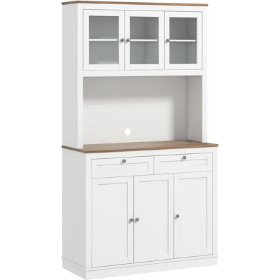 HOMCOM Buffet haut cuisine, armoire de cuisine, 6 portes, 2 tiroirs, plan de travail, étagères réglables, 100x40x180cm, blanc - Publicité HOMCOM Buffet haut cuisine, armoire de cuisine, 6 portes, 2 tiroirs, plan de travail, étagères réglables, 100x40x180cm, blanc - Publicité