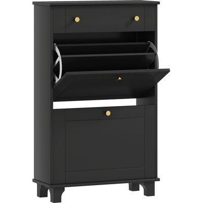 HOMCOM Meuble chaussure entrée étroit avec tiroirs à portes abattants et étagère réglable, 60 x 23,5 x 98,5 cm, noir - Publicité HOMCOM Meuble chaussure entrée étroit avec tiroirs à portes abattants et étagère réglable, 60 x 23,5 x 98,5 cm, noir - Publicité