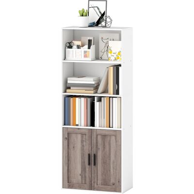 HOMCOM Bibliothèque meuble de rangement 5 niveaux avec compartiments ouverts et 1 placard, 60 x 30 x 149,5 cm, blanc - Publicité HOMCOM Bibliothèque meuble de rangement 5 niveaux avec compartiments ouverts et 1 placard, 60 x 30 x 149,5 cm, blanc - Publicité