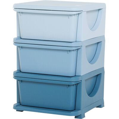 HOMCOM Organisateur de jouets pour enfants avec tiroirs à 3 niveaux, boîtes de rangement en plastique, 37 x 37 x 56,5 cm, bleu - Publicité HOMCOM Organisateur de jouets pour enfants avec tiroirs à 3 niveaux, boîtes de rangement en plastique, 37 x 37 x 56,5 cm, bleu - Publicité