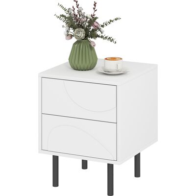 HOMCOM Table de chevet étroite, table d'appoint avec 2 tiroirs à ouverture par pression, pieds en acier, 40 x 40 x 50 cm, blanc - Publicité HOMCOM Table de chevet étroite, table d'appoint avec 2 tiroirs à ouverture par pression, pieds en acier, 40 x 40 x 50 cm, blanc - Publicité