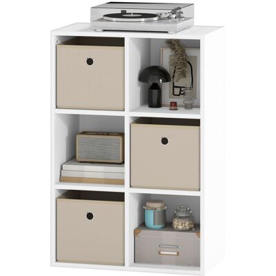 HOMCOM Étagère Cube de Rangement avec 6 Compartiments et 3 Tiroirs en Tissu pour Salon 53,7x30x79,8 cm Blanc et Beige - Publicité HOMCOM Étagère Cube de Rangement avec 6 Compartiments et 3 Tiroirs en Tissu pour Salon 53,7x30x79,8 cm Blanc et Beige - Publicité