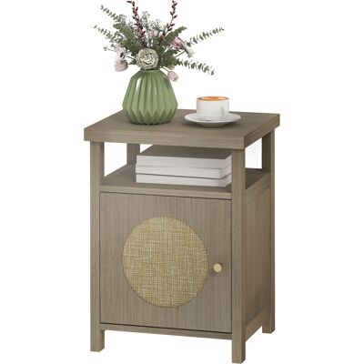 HOMCOM Table de Nuit avec Porte en Rotin Table de Nuit avec Étagère Ouverte et Compartiment 40x35x55 cm Bois Naturel - Publicité HOMCOM Table de Nuit avec Porte en Rotin Table de Nuit avec Étagère Ouverte et Compartiment 40x35x55 cm Bois Naturel - Publicité