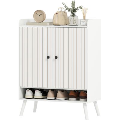 HOMCOM Meuble à Chaussures d'Entrée avec Étagères Ajustables Compartiment Ouvert pour 15 Paires de Chaussures 75x35x97 cm Blanc - Publicité HOMCOM Meuble à Chaussures d'Entrée avec Étagères Ajustables Compartiment Ouvert pour 15 Paires de Chaussures 75x35x97 cm Blanc - Publicité