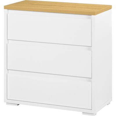 HOMCOM Commode avec 3 Tiroirs Commode Chambre sans Poignées Coiffeuse pour Salon Bureau Style Moderne 70x37x75 cm Blanc - Publicité HOMCOM Commode avec 3 Tiroirs Commode Chambre sans Poignées Coiffeuse pour Salon Bureau Style Moderne 70x37x75 cm Blanc - Publicité