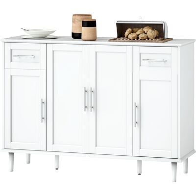 HOMCOM Buffet Élégant avec 2 Tiroirs et 3 Armoires avec Étagères Réglables, en Bois, 120x38x86 cm, Blanc - Publicité HOMCOM Buffet Élégant avec 2 Tiroirs et 3 Armoires avec Étagères Réglables, en Bois, 120x38x86 cm, Blanc - Publicité