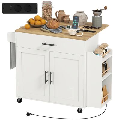 HOMCOM Îlot de cuisine, desserte à roulettes, avec plan de travail rabattable, tiroir, étagère, 120 x 68 x 85 cm, Blanc - Publicité HOMCOM Îlot de cuisine, desserte à roulettes, avec plan de travail rabattable, tiroir, étagère, 120 x 68 x 85 cm, Blanc - Publicité