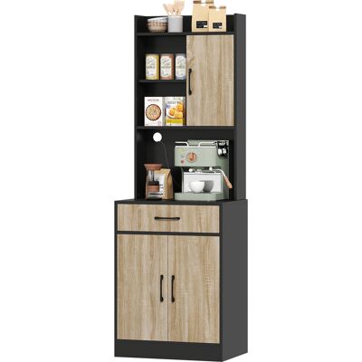 HOMCOM Armoire de cuisine avec plan de travail et passe-câble, commode de cuisine moderne avec tiroir, 3 étagères ouvertes, bois naturel, noir - Publicité HOMCOM Armoire de cuisine avec plan de travail et passe-câble, commode de cuisine moderne avec tiroir, 3 étagères ouvertes, bois naturel, noir - Publicité