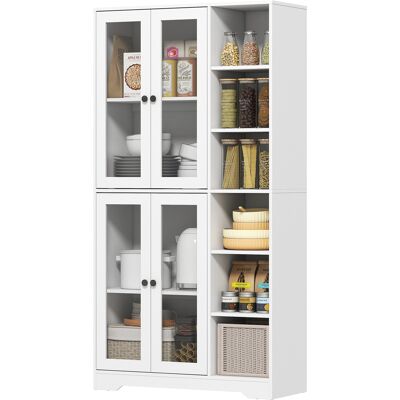 HOMCOM Armoire de cuisine avec portes vitrées, étagères, compartiments ouverts, 172 cm, MDF, Blanc - Publicité HOMCOM Armoire de cuisine avec portes vitrées, étagères, compartiments ouverts, 172 cm, MDF, Blanc - Publicité