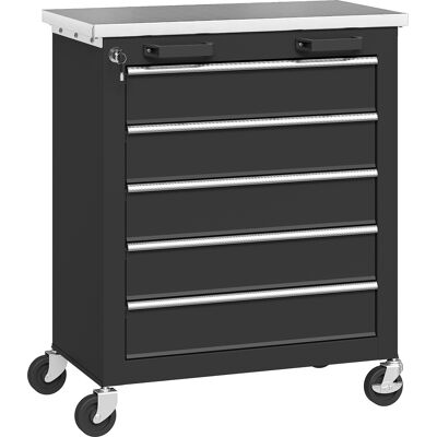 HOMCOM Armoire à outils avec 5 tiroirs, caisse à outils roulante, chariot d'outils en acier, Silberton+Schwarz - Publicité HOMCOM Armoire à outils avec 5 tiroirs, caisse à outils roulante, chariot d'outils en acier, Silberton+Schwarz - Publicité