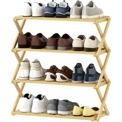 HOMCOM Étagère à chaussures à 4 niveaux, range-chaussures en bambou, pour jusqu'à 12 paires, pour entrée, hall, 60 x 29 x 67 cm, naturel - Publicité HOMCOM Étagère à chaussures à 4 niveaux, range-chaussures en bambou, pour jusqu'à 12 paires, pour entrée, hall, 60 x 29 x 67 cm, naturel - Publicité