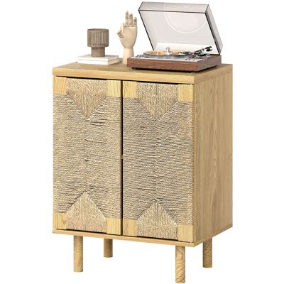 HOMCOM Buffet bohème 2 portes avec corde tissée à la main étagère réglable ouverture par pression chêne 60x40x78 cm - Publicité HOMCOM Buffet bohème 2 portes avec corde tissée à la main étagère réglable ouverture par pression chêne 60x40x78 cm - Publicité