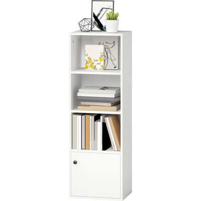 HOMCOM Bibliothèque 4 Niveaux Étagère pour Livres Moderne avec Tablettes Ouvertes et Porte 40x30x120 cm Blanc - Publicité HOMCOM Bibliothèque 4 Niveaux Étagère pour Livres Moderne avec Tablettes Ouvertes et Porte 40x30x120 cm Blanc - Publicité