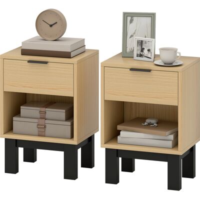 HOMCOM Ensemble de 2 Tables de Chevet Étroites Tables de Nuit Modernes avec Tiroir Étagère Ouverte 35x26x50 cm Chêne - Publicité HOMCOM Ensemble de 2 Tables de Chevet Étroites Tables de Nuit Modernes avec Tiroir Étagère Ouverte 35x26x50 cm Chêne - Publicité