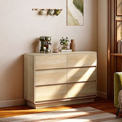 HOMCOM Buffet 6 tiroirs bords arrondis pour salon cuisine entrée bureau 120x38x86 cm Naturel - Publicité HOMCOM Buffet 6 tiroirs bords arrondis pour salon cuisine entrée bureau 120x38x86 cm Naturel - Publicité