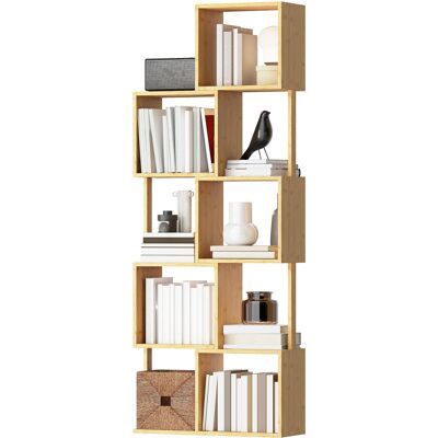 HOMCOM Bibliothèque Moderne Asymétrique à 5 Niveaux en Bambou, 62.5 x 23 x 165 cm, Couleur Bois Naturel - Publicité HOMCOM Bibliothèque Moderne Asymétrique à 5 Niveaux en Bambou, 62.5 x 23 x 165 cm, Couleur Bois Naturel - Publicité