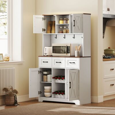 HOMCOM Armoire de Cuisine avec Casier à Bouteilles pour 8 Bouteilles 4 Portes 3 Tiroirs Plan de Travail Spacieux 100x38x172 cm Blanc - Publicité HOMCOM Armoire de Cuisine avec Casier à Bouteilles pour 8 Bouteilles 4 Portes 3 Tiroirs Plan de Travail Spacieux 100x38x172 cm Blanc - Publicité
