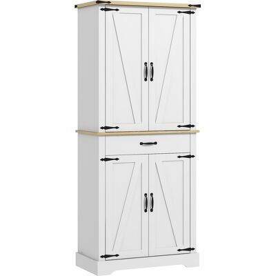 HOMCOM Armoire de cuisine buffet cuisine, 4 portes, 6 étagères à porte,1 tiroir et étagères réglables 76,5 x 40 x 181 cm blanc - Publicité HOMCOM Armoire de cuisine buffet cuisine, 4 portes, 6 étagères à porte,1 tiroir et étagères réglables 76,5 x 40 x 181 cm blanc - Publicité