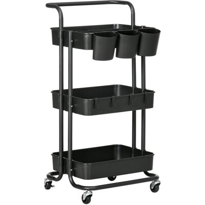 HOMCOM Chariot à 3 niveaux desserte avec 4 crochets et 3 boîtes suspendues amovibles pour 42 x 38 x 86,5 cm noir - Publicité HOMCOM Chariot à 3 niveaux desserte avec 4 crochets et 3 boîtes suspendues amovibles pour 42 x 38 x 86,5 cm noir - Publicité